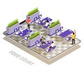 Isometric Colored Food Court Concept Royalty Free Stock Photo