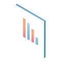 Isometric colorful bar graph showing growth progression. Financial chart ascending, corporate statistics. Business