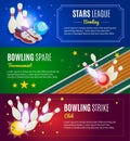 Isometric Colorful Bowling Horizontal Banners