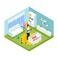 Isometric Colorful Children Care Template