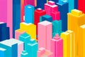 Isometric colorful illustration of tall bildings in a big city. Generative AI Royalty Free Stock Photo