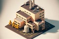 Industrial Isometric Commercial Manufacturing Plant Building - Generative AI