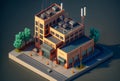 Generative AI Isometric Commercial Industrial Manufacturing Plant Building
