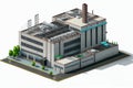 Detailed Isometric Commercial Industrial Manufacturing Plant Building - Generative AI Royalty Free Stock Photo