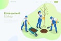 Isometric Community Work Day. Environment Protection Concept. Group Volunteer People Planting Trees in City Park. People Royalty Free Stock Photo