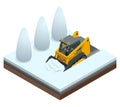 Isometric Compact Excavators. Orange Steer Loader isolated on a white background. Royalty Free Stock Photo