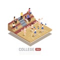 College Gym Isometric Composition