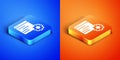 Isometric Computer api interface icon isolated on blue and orange background. Application programming interface API Royalty Free Stock Photo