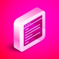 Isometric Computer api interface icon isolated on pink background. Application programming interface API technology Royalty Free Stock Photo