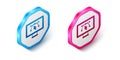 Isometric Computer display with vector design program icon isolated on isolated on white background. Photo editor Royalty Free Stock Photo