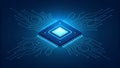 Isometric Computer Microchip With Glowing Circuitry processor technology Royalty Free Stock Photo