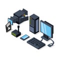 Isometric computer with router and camcorder videos