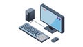 Isometric computer setup, office technology, digital work environment vector design Generative AI Royalty Free Stock Photo