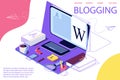 Isometric Concept for Blog, Blogging concept,