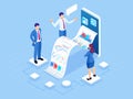 Isometric concept of business analysis, analytics, research, strategy statistic, planning, marketing, study of Royalty Free Stock Photo