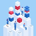 Isometric concept of business analysis, analytics, research, strategy statistic, planning, marketing, study of Royalty Free Stock Photo