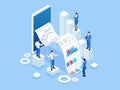 Isometric concept of business analysis, analytics, research, strategy statistic, planning, marketing, study of Royalty Free Stock Photo