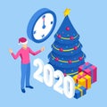 Isometric concept Business New Year 2020. Strategy, promotion campaign concept