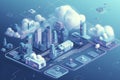 Ai Generative Cloud computing isometric concept. Cloud computing technology
