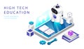 Isometric Concept Of High Tech Education. Website Landing Page. Remote Courses Of Modeling, Programming, Coding And Royalty Free Stock Photo