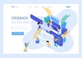 Isometric concept Internet users write feedback about services. Website Template Landing page Royalty Free Stock Photo