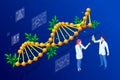 Isometric concept of laboratory exploring new methods of plant breeding and agricultural genetics. Plants growing in the Royalty Free Stock Photo