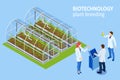 Isometric concept of laboratory exploring new methods of plant breeding and agricultural genetics. Vegetable hydroponic