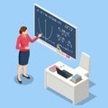 Isometric concept of math and geometry lesson, studying. Personalised learning. E-learning, online education. Algebra Royalty Free Stock Photo