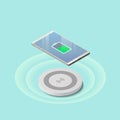 Isometric concept of phone wireless charging.