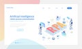 Isometric concept of RPA, artificial intelligence, robotics process automation, ai in fintech or machine transformation Royalty Free Stock Photo