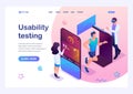 Isometric concept Scientists are testing a mobile app to track an athlete`s workout. The athlete runs in training. Landing page