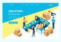 Isometric concept workflow in large warehouses. Website Template Landing page