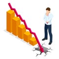 Isometric concept of World financial crisis, Oil price drop, Collapse of the economy, Financial crisis, Market fall Royalty Free Stock Photo