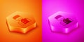 Isometric Concierge icon isolated on orange and pink background. Hexagon button. Vector