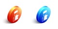 Isometric Concierge icon isolated on white background. Orange and blue circle button. Vector