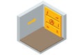 Isometric concrete bomb shelter, Bunker, bombproof shelter, air-raid shelter. Underground bomb shelter with beds, a Royalty Free Stock Photo