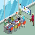 Isometric Conference Room Business Presentation with People