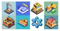 Isometric Construction and Engineering Icon Set (8 icons) Royalty Free Stock Photo