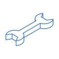 Isometric construction repair wrench work tool and equipment linear style icon design