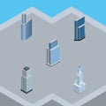 Isometric Construction Set Of Urban, Residential, Building And Other Vector Objects. Also Includes Apartment, Tower