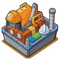Isometric Construction Tools in a Blue Box on transparent background Royalty Free Stock Photo