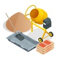 Isometric Construction tools and materials. Building. Construction building icon isolated white background. Royalty Free Stock Photo