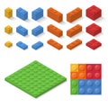 Isometric constructor toy details.