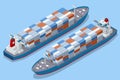 Isometric container cargo ship, import export commerce. Container ships orcontainerships are cargo ships that carry all