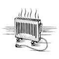 Isometric convector appliances heater sketch vector illustration