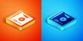 Isometric Cooking live streaming icon isolated on orange and blue background. Vector