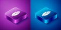 Isometric Corn icon isolated on blue and purple background. Square button. Vector Illustration