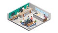 Isometric Corporate Office Interior with Productive Employees, vector design Generative AI Royalty Free Stock Photo
