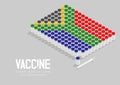 Isometric covid-19 vaccine bottle and syringe, South africa national flag shape, Global Vaccination Campaign Country concept