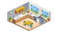 Isometric Cozy Kitchen Dining Area Home, vector design Generative AI Royalty Free Stock Photo